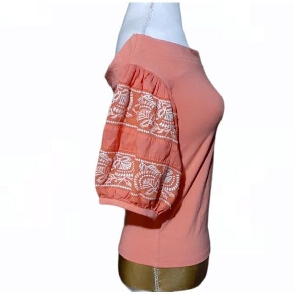 Free People Women’s Rock With It Top Boho Coral Orange Off The Shoulder  Size XS - Picture 6 of 8